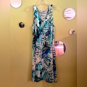 Tropical Print Sleeveless Summer Dress, EUC, Size 1X